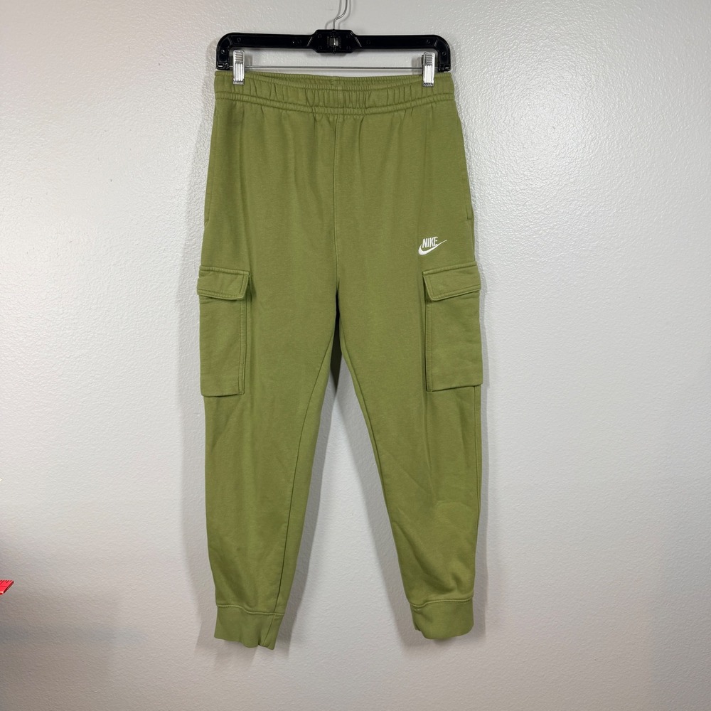 Nike Cargo Sweatpants Women's Small Green Sportswear Fleece Jogger Athletic